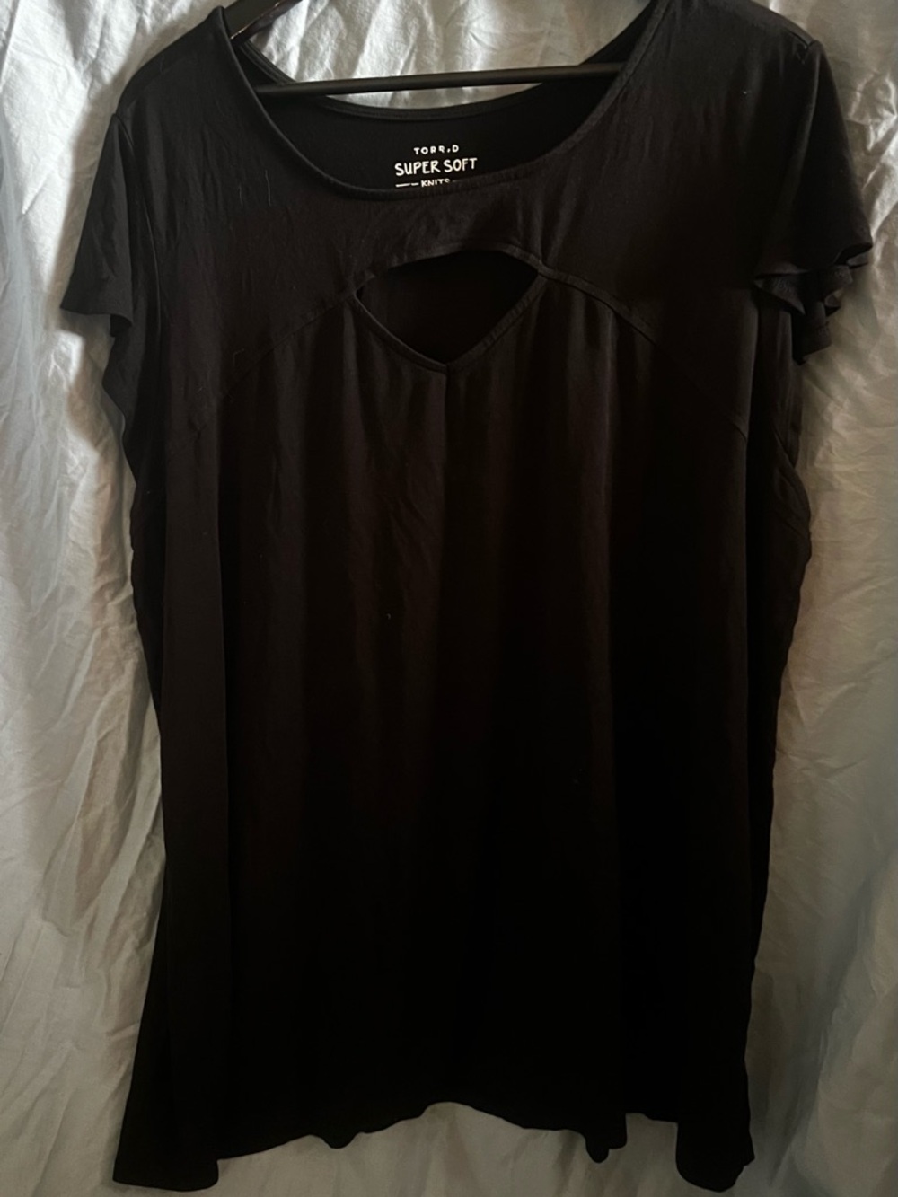 Torrid Black Super Soft Short Sleeve Tee with Front Keyhole